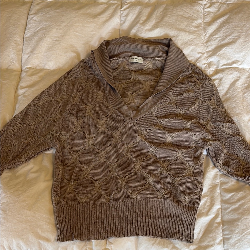 Dries Van Noten Brown Cowl Neck Sweater